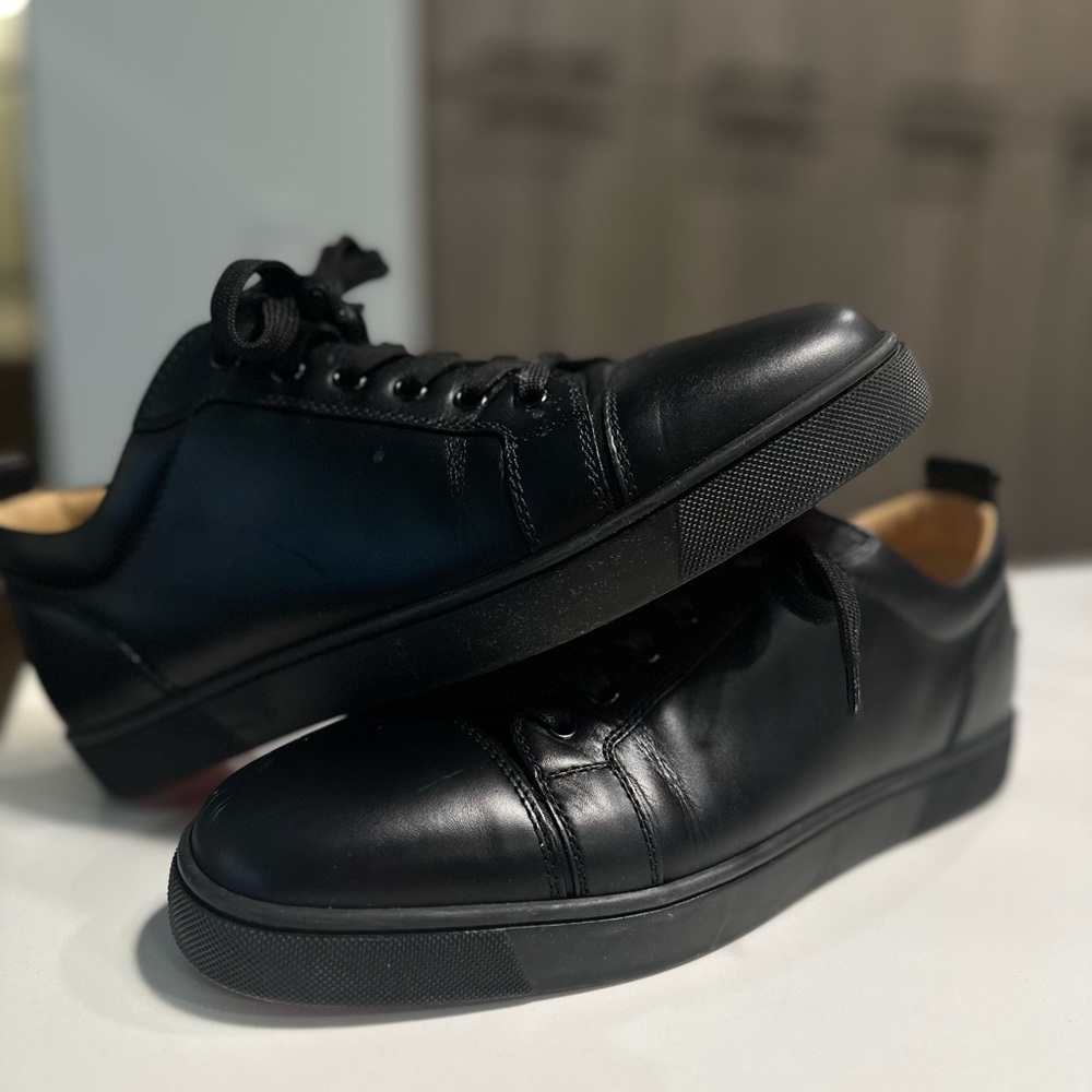 Christian Louboutin Black Calf Leather Sneakers